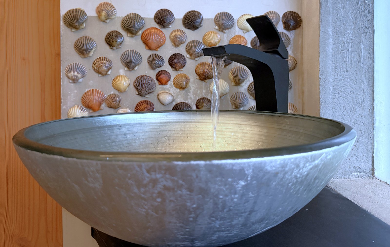 vessel sink and faucet in north bathroom